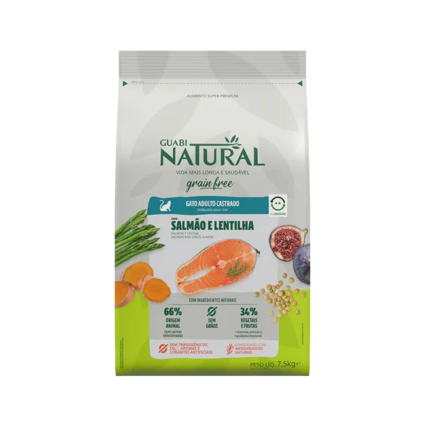 GUABI NATURAL- Gato Adulto - GRAIN FREE - Castrado - Salmon y Lenteja