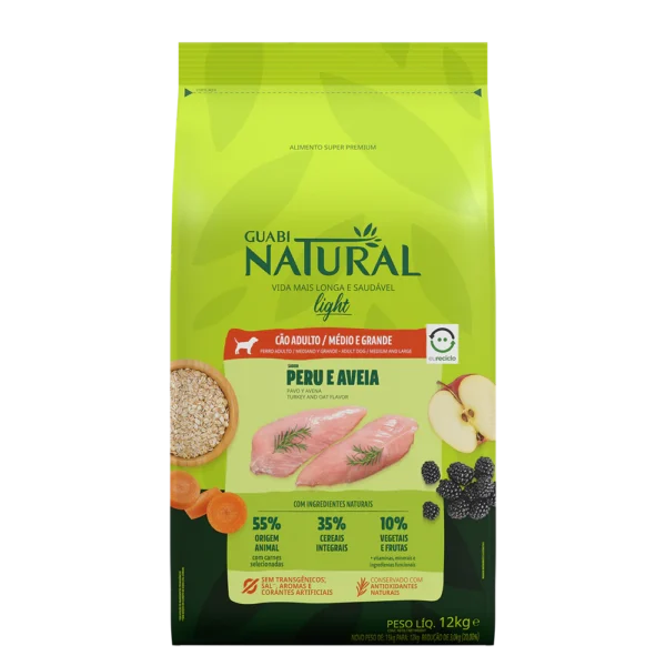 GUABI NATURAL- Perro Adulto - Light - Razas Media y Grande - Pavo y Avena