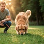 man-golden-retriever-enjoying-time-outdoors